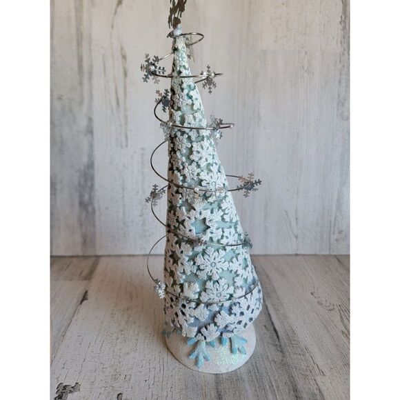 Blue white snowflake Bobble tree Xmas glitter figure Christmas - Picture 9 of 12